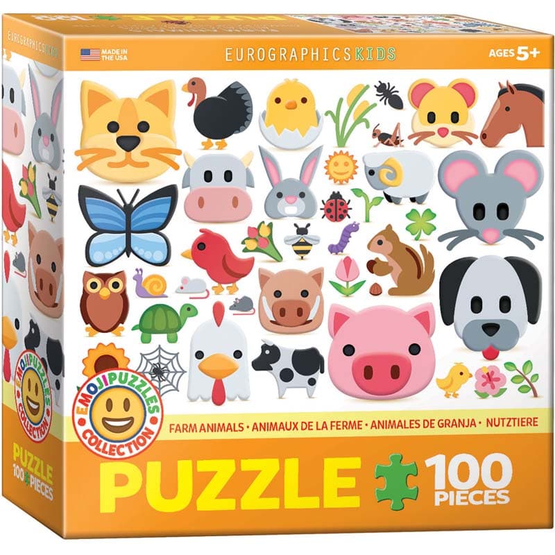 100 Piece Puzzle - Emojipuzzles Farm Animals