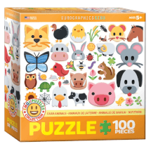 100 Piece Puzzle - Emojipuzzles Farm Animals